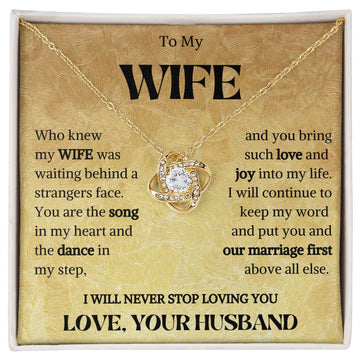 litzzy To My Wife - I will never stop loving you - Gift For Wife, Girlfriend Jewelry 18K Yellow Gold Finish Standard Box 