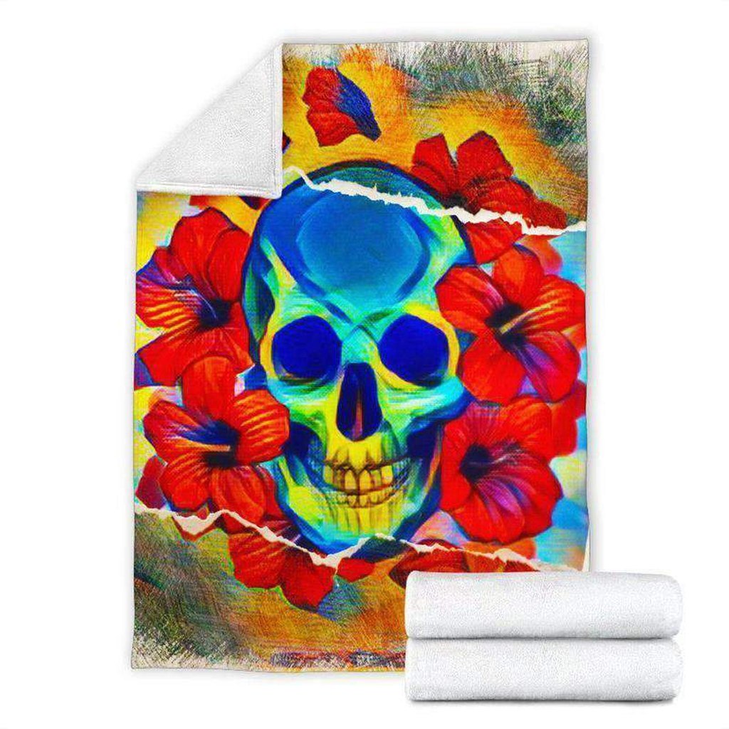 litzzy Tropical Temptation Skull Fleece Blanket Fleece Blanket   