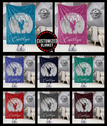 litzzy Personalized Dancing Moon Fleece Blanket - Laci2711203 Quilt Blanket   