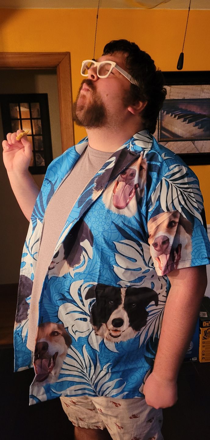 litzzy Custom Leaves Pattern Short-Sleeve Hawaiian Shirt (Sea Blue Color) Hawaii Shirt   