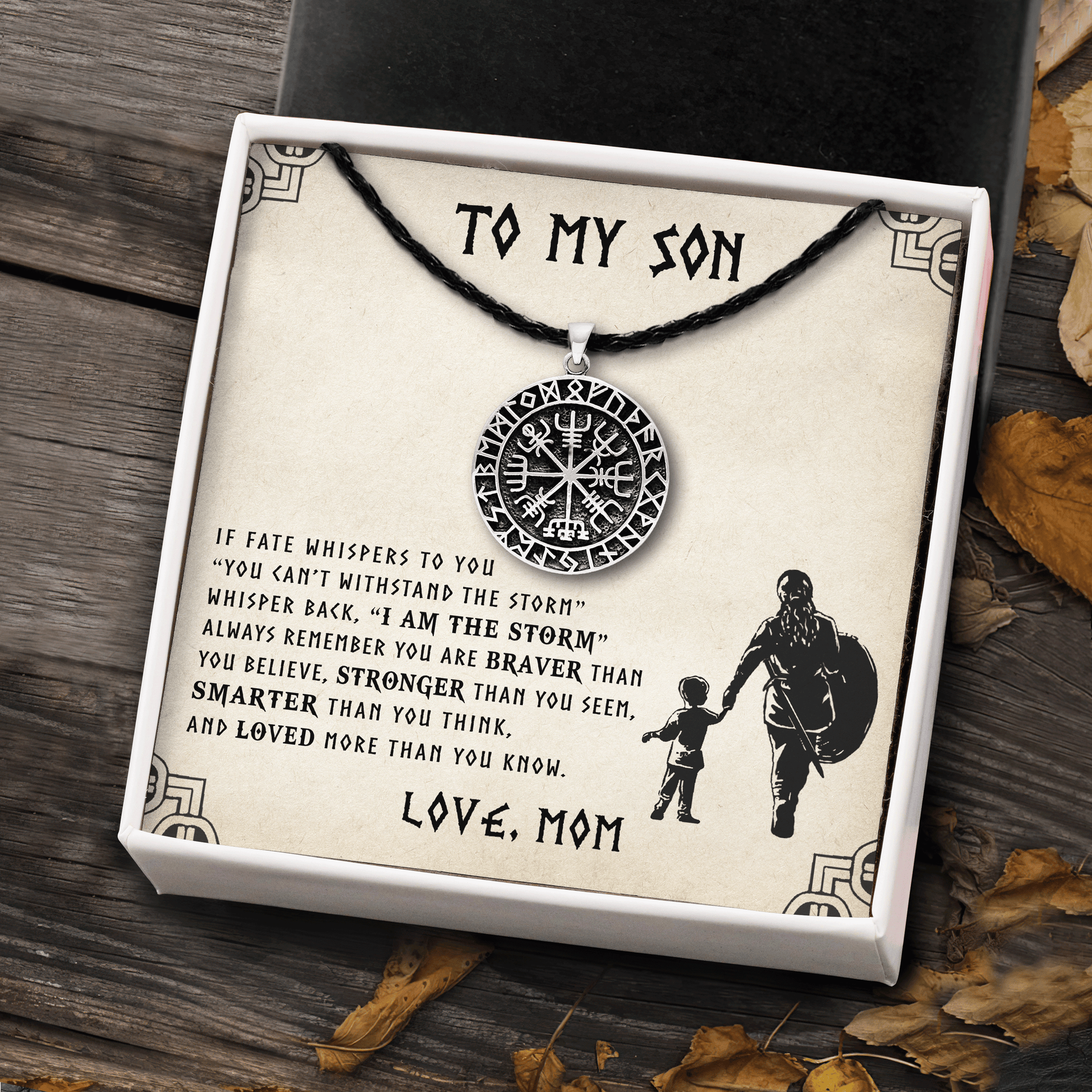 litzzy To My Son - The Storm - Shieldmaiden Mom To Son Gift - Viking Compass To My Son Gift Jewelry   