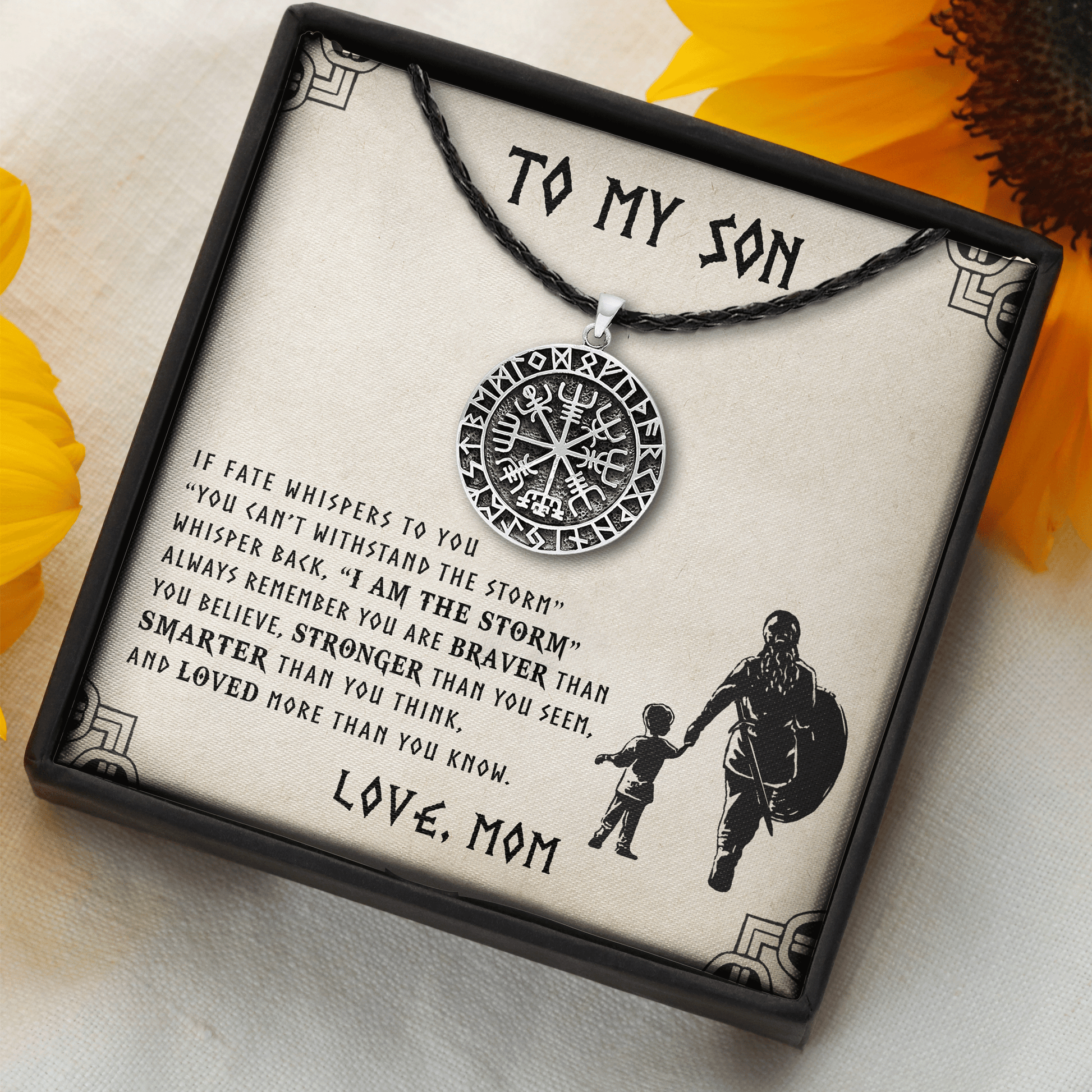 litzzy To My Son - The Storm - Shieldmaiden Mom To Son Gift - Viking Compass To My Son Gift Jewelry   