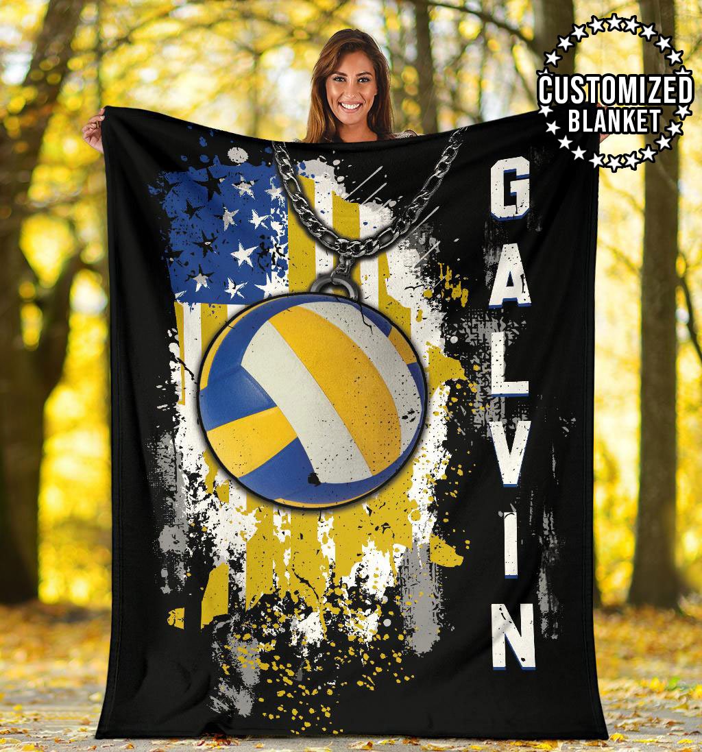 litzzy Personalized Sport Us Flag Fleece Blanket - Lath1011201 Quilt Blanket VOLLEYBALL 50 X 60 
