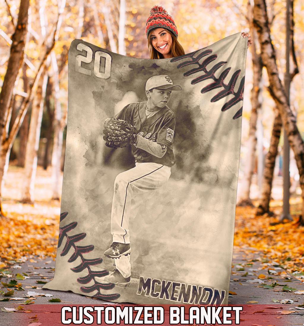 litzzy Personalized Vintage Baseball Fleece Blanket - Km091120 Quilt Blanket 60x80  