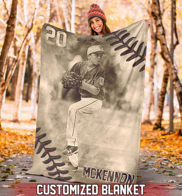 litzzy Personalized Vintage Baseball Fleece Blanket - Km091120 Quilt Blanket 60x80  