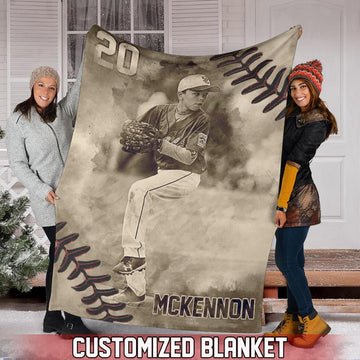 litzzy Personalized Vintage Baseball Fleece Blanket - Km091120 Quilt Blanket 50x60  