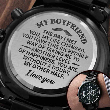 litzzy To My Boyfriend - The Day I Met You - Litzzy Engraved Premium Watch - Gift For Boyfriend Watches   
