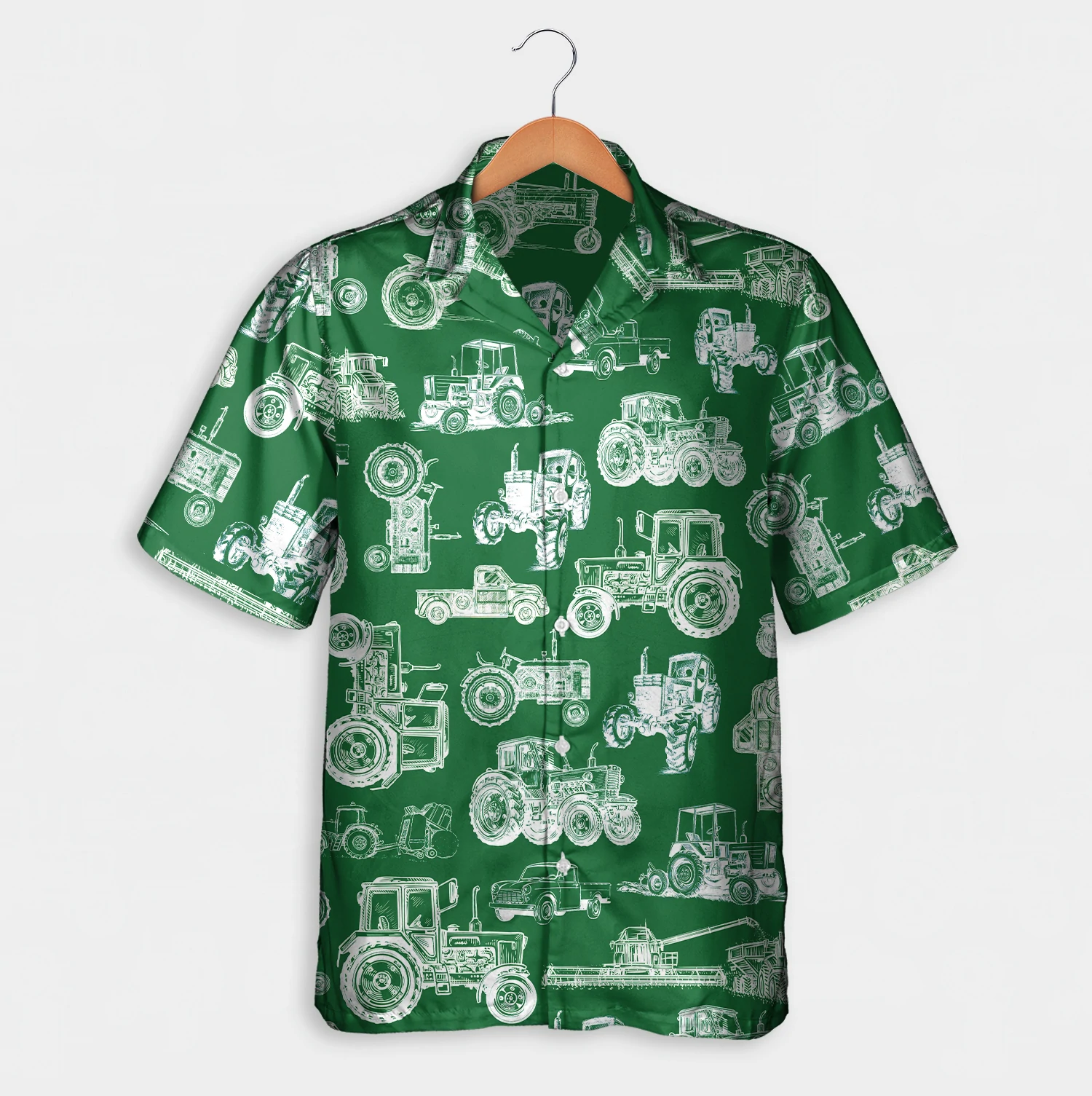 litzzy Tractor pattern white and blue, red, green Hawaiian Shirt, Summer gift, Short Sleeve Aloha Beach Shirt - Aloha shirt Hawaiian Hawaii Shirt For Summer Hawaii Shirt Style 3 XS 