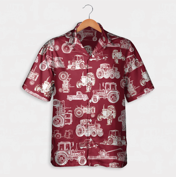 litzzy Tractor pattern white and blue, red, green Hawaiian Shirt, Summer gift, Short Sleeve Aloha Beach Shirt - Aloha shirt Hawaiian Hawaii Shirt For Summer Hawaii Shirt Style 1 XS 